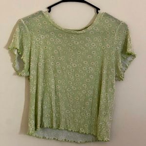 Bright green Top with Daisys